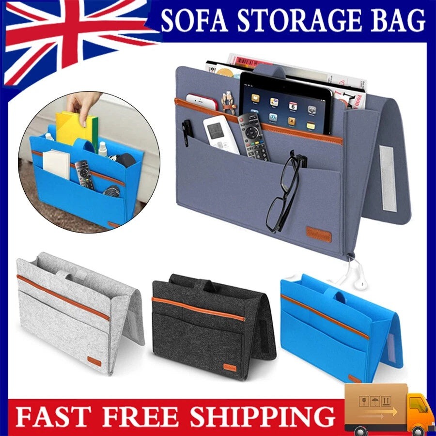 Felt Bedside Sofa Arm Rest Tidy Storage Organizer Holder Chair Couch Hanging Bag
