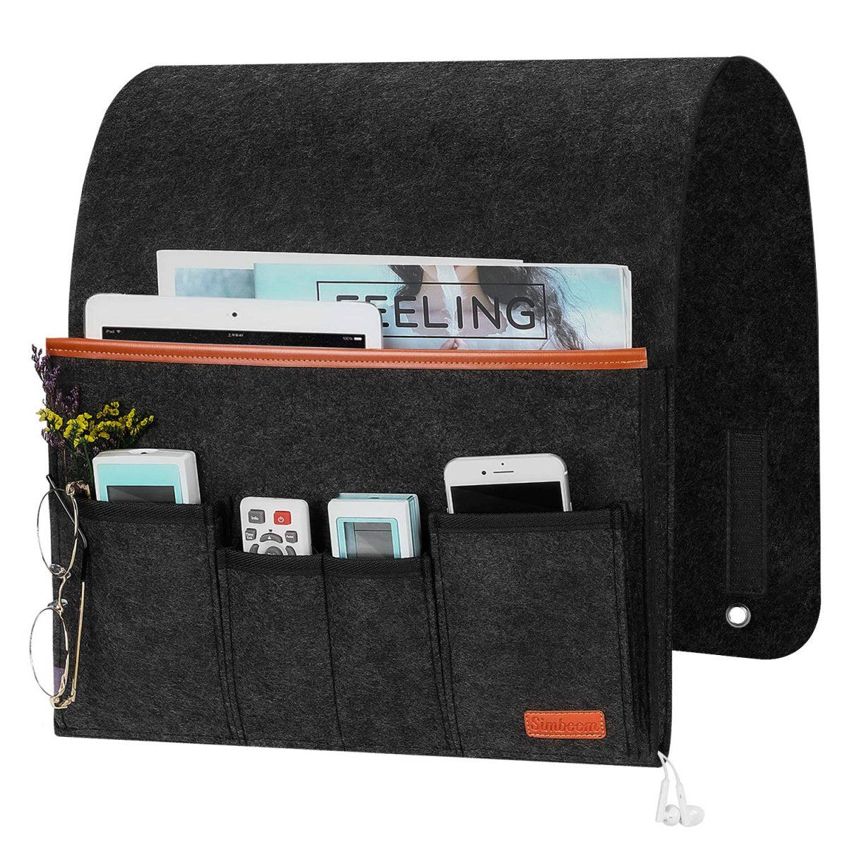 Felt Bedside & Sofa Storage Organizer No-Drill Hanging Pocket for Phones, Remotes & Essentials